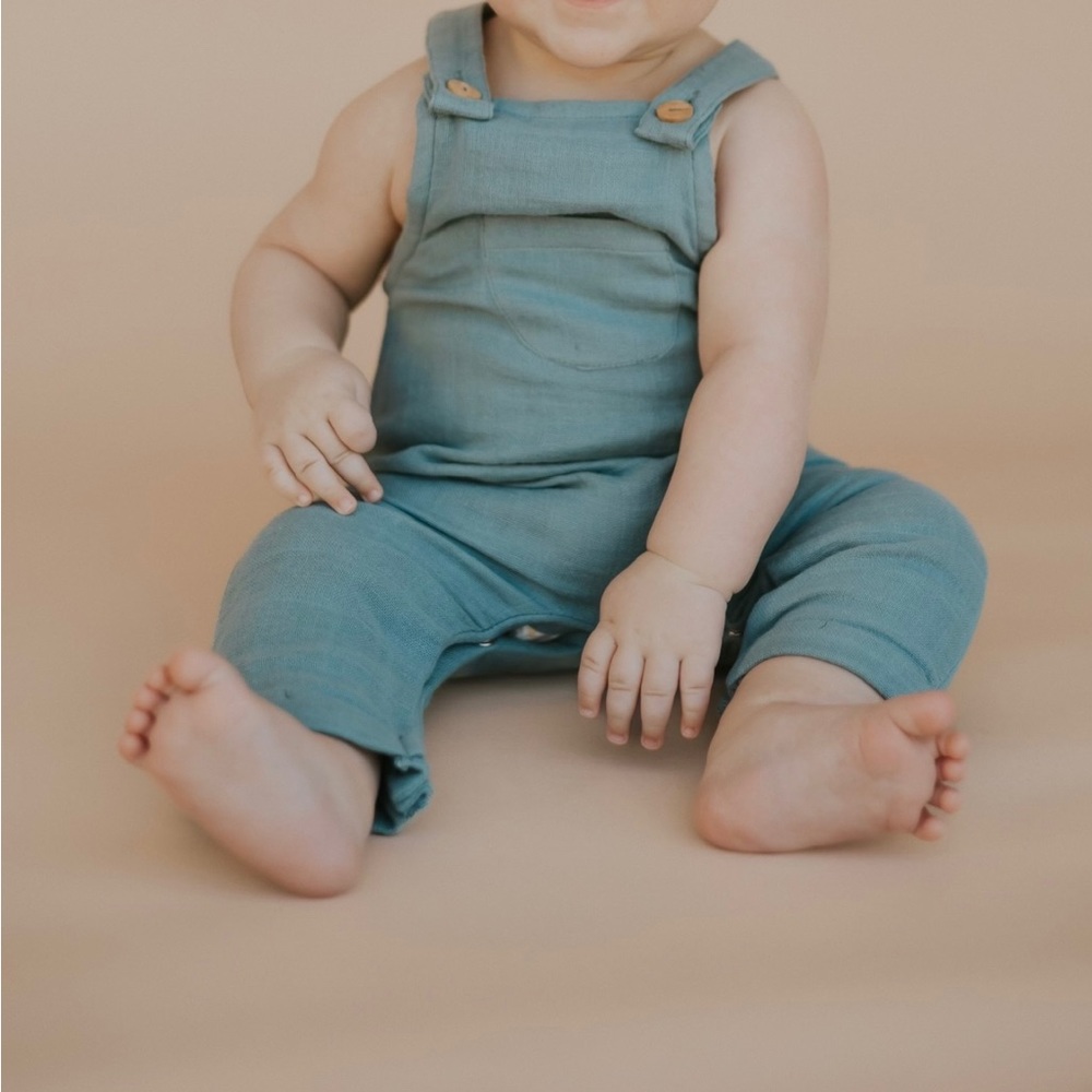 city mouse overalls - muted teal